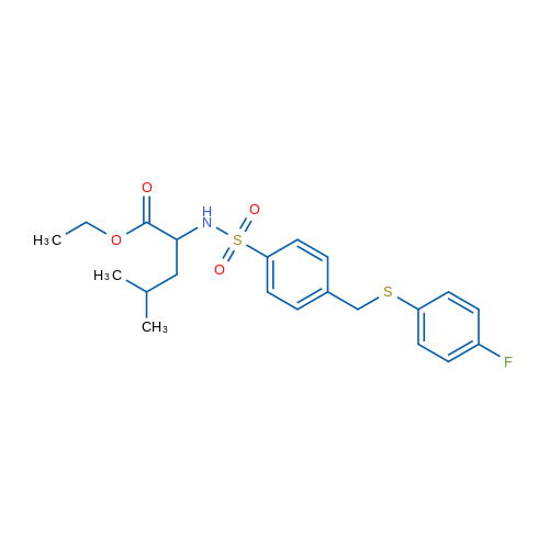Ethyl 2-(4-{[(4-fluorophenyl)sulfanyl]methyl}benzenesulfonamido)-4-methylpentanoate 1g