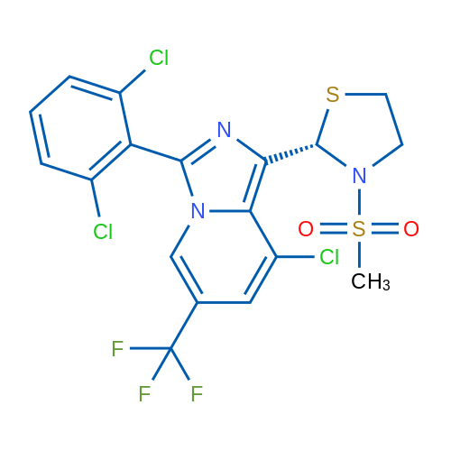 (2S)-2-[8-Chloro-3-(2,6-dichlorophenyl)-6-(trifluoromethyl)imidazo[1,5-a]pyridin-1-yl]-3-methanesulfonyl-1,3-thiazolidine 1g