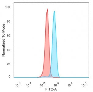 Flow cytometry testing of PFA-fixed human HeLa cells with ZNF495 antibody (clone PCRP-ZSCAN5A-2H4) f