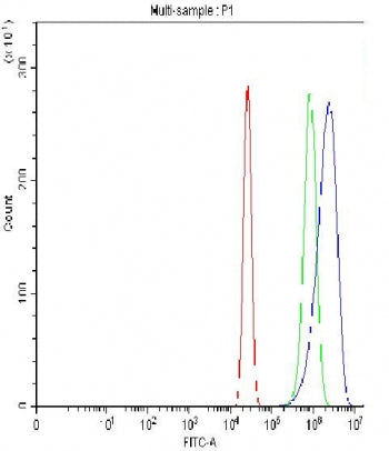 Flow cytometry testing of fixed and permeabilized human A431 cells with Oct4 antibody at 1ug/million