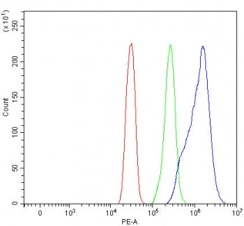 Flow cytometry testing of human SiHa cells with OLFML2B antibody at 1ug/million cells (blocked with 