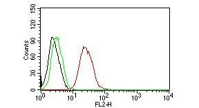 FACS testing of human MCF-7 cells with Estrogen Receptor beta antibody (PE conjugate): Black=cells a
