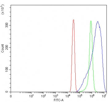 Flow cytometry testing of fixed and permeabilized human SiHa cells with PRKCA antibody at 1ug/millio