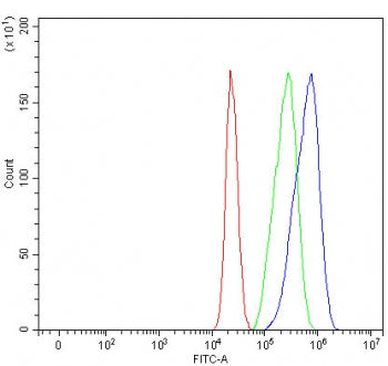Flow cytometry testing of fixed and permeabilized human MCF7 cells with Twinfilin 1 antibody at 1ug/