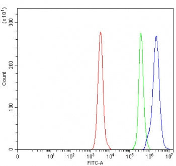 Flow cytometry testing of human Daudi cells with OGFOD2 antibody at 1ug/million cells (blocked with 