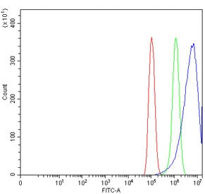 Flow cytometry testing of human PC-3 cells with Retinol dehydrogenase 10 antibody at 1ug/million cel