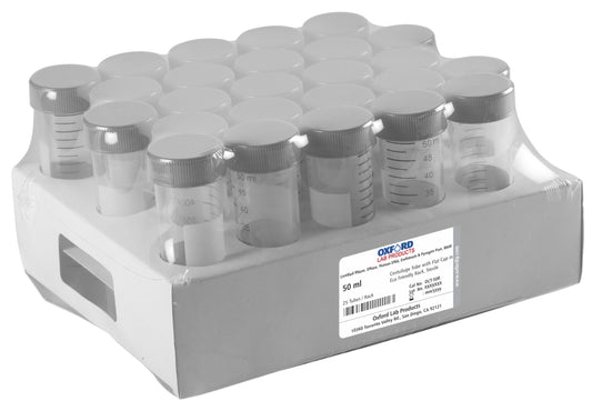 Oxford 50mL Centrifuge Tubes, Eco-friendly Rack, Sterile 25 tubes x 20 packs, 500 tubes / case